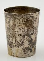 Ezüst (Ag.) keresztelő pohár, jelzett, mesterjeggyel, apró horpadásokkal, m:9 cm, nettó:71 g