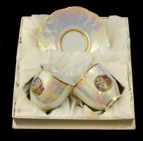 Jelzett matricás csésze és alj (2 db), hibátlan, eredeti dobozában