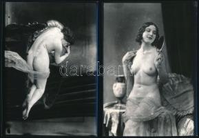 cca 1928 Demeter Károly (1892-1983) 2 db vintage üveglemez negatívjáról készült, 2 db későbbi kontakt pozitív kép, 13x18 cm