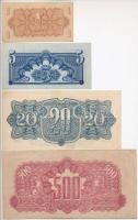 Csehszlovákia 1944. 1K vízjeles papíron + 5K vízjeles papíron + 20K vízjeles papíron + 500K vízjeles...