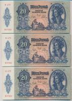 1941. 20P (8x) sorszámkövetők "C470 097255 - C470 097262, nyomdai papírránccal T:I