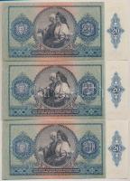 1941. 20P (8x) sorszámkövetők "C470 097255 - C470 097262, nyomdai papírránccal T:I