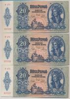 1941. 20P (8x) sorszámkövetők "C470 097255 - C470 097262, nyomdai papírránccal T:I