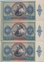 1941. 20P (8x) sorszámkövetők "C470 097255 - C470 097262, nyomdai papírránccal T:I