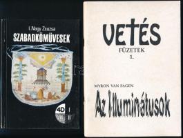 2 db szabadkőműves könyv: Van Fagen, Myron: Az Illuminátusok (1995); L. Nagy Zsuzsa: Szabadkőművesek (1988). Papírkötésben, jó állapotban.