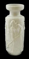 Zsolnay, munkásokat ábrázoló porcelán váza. festetlen. Hibátlan, jelzett. 20 cm