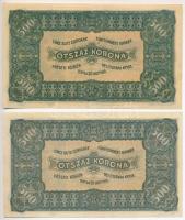 1923. 500K nyomdahely jelölés nélkül + 1923. 500K "Magyar Pénzjegynyomda Rt. Budapest" nyo...