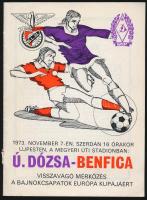 1973 Újpesti Dózsa-Benfica visszavágó mérkőzés a Bajnokcsapatok Európa Kupájért. Gyoma, 1973, Kner-ny. Kiadói tűzött papírkötés.