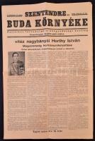 1942 A Szentendre és Buda környéke c. újság Horthy István kormányzóhelyettessé választásáról tudósíttó száma