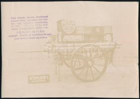 cca 1910-1915 Köhler-féle tűzoltószekér 2 db fotója, elő- és hátoldalán pecséttel jelzett, hajtásnyommal, egyik szakadt / Fire guard coaches 2 original photos 23x16 cm