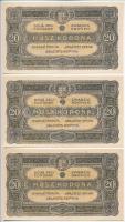 1920. 20K "2a 069" (3x) sorszámkövetők T:I apró fo