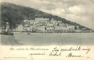 1899 Moscenice (Moschienizze), látkép, kikötő, Edgar Schmidt kiadása / general view, port (EK)