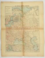 cca 1915 Az orosz háború térképe, 1:8250000, kiadja a Magyar Földrajzi Intézet Rt., a hajtások mentén ragasztva, 60x46 cm / Map of the Russan war, 1:8250000, 60x46 cm