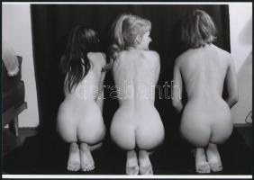 cca 1978 Találka a fényképezőgéppel, 3 db szolidan erotikus fénykép, vintage negatívról készült mai ...
