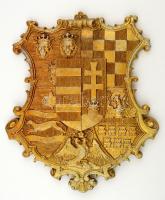 cca 1960 Magyar Királyság középcímere, festett aluminium, 30×24 cm