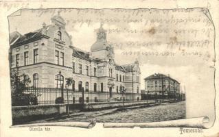 Temesvár, Timisoara; Gizella tér, Árvaház, Divald Károly 777. sz. / square, orphanage (b)