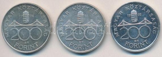 1992-1994. 200Ft Ag "MNB/Deák" (3xklf) T:2