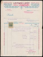 1912 Bp., Leitner Lipót díszes fejléces számlája illetékbélyeggel