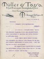 1910 Bp., Müller és Társa Első Budapesti Nadrágtartó Gyár díszes fejléces levélpapírjára írt levél