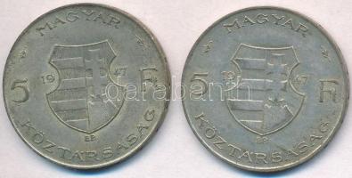 1947. 5Ft Ag "Kossuth" (2x) T:2,2-