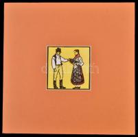 Kós Károly (1883-1977): Illusztráció. Színes linómetszet, papír, jelzés nélkül, paszpartuban, 9×9 cm