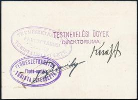 1919 Bp., Természetbarátok Munkás Turistaegyesületének igazolványa