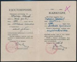 1945 Bp., Orosz és magyar nyelven kiállított szabad kijárást biztosító igazolvány