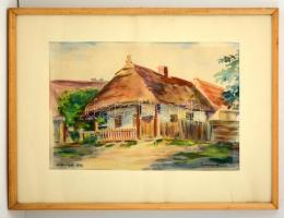 Tedesco Anna (1903-1969) : Zsennye. Akvarell, papír, jelzett, üvegezett keretben, 25×38 cm