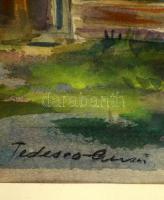 Tedesco Anna (1903-1969) : Zsennye. Akvarell, papír, jelzett, üvegezett keretben, 25×38 cm