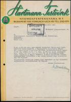 1944 2 db számla: Hartmann Testvérek Nyomdafestékgyára, Hazai Papírgyár Rt., 29,5x21 cm