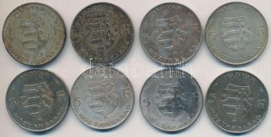 1947. 5Ft Ag "Kossuth" (8x) T:2-,3 patina