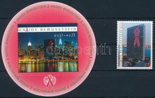 Campaign against AIDS stamp + block, AIDS ellenes kampány bélyeg + blokk