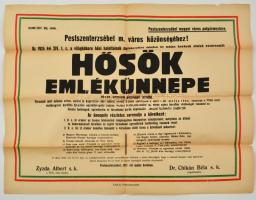 1934 Pesterzsébet I. világháborús emlékünnep plakátja 50x70 cm