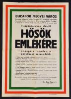 cca 1930 Budafok I. világháborús emlékünnep plakátja 40x60 cm