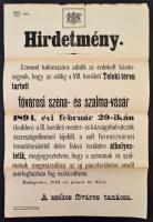 1894 Fővárosi szénavásár hirdetmény