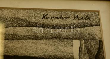 Kondor jelzéssel: Kompzició. Szén, papír, üvegezett keretben, 36×26 cm