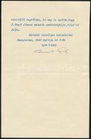 1936 MFTRT elnökének levele ismeretlennek, melyben hozzájárul egyes dolgozók szavazás céljából való ...