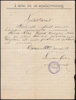 1892 A dárdai izr. anyakönyvvezetőség igazolása, pecséttel
