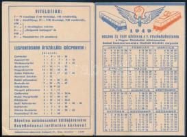 1949 BSzKRt dolgozók által kiadott kártyanaptár, fontos utazási információkkal