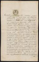 1854 Okmány 10Fl CM okmánybélyeggel / 1854 Receipt with 10Fl document stamp