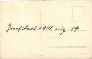 1914 Josefstadt, Első világháborús magyar közkatonák FJI sapkajelvényekkel / WWI K.u.K. soldiers, ph...