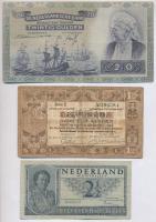 Hollandia 1938. 1G Zilverbon (Ezüstértékű bankjegy) + 1941. 20G + 1949. 2 1/2G Muntbiljetten (Állami bankjegy) T:III,III- Netherlands 1938. 1 Gulden Zilverbon (Silver Note) + 1941. 20 Gulden + 1949. 2 1/2 Gulden Muntbiljetten (State Note) C:F,VG Krause 61., 54., 72.