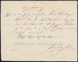 1842 A Pesti Hírlap előfizetési nyugtája, hátoldalán a szerkesztő írásával