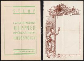 cca 1910-1940 Gundel, Wippner, Bácsfalusi 4 régi étlap