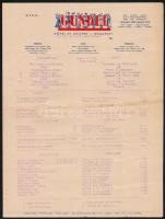 cca 1910-1940 Gundel, Wippner, Bácsfalusi 4 régi étlap