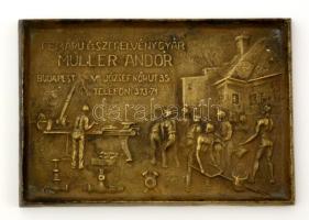 Müller Andor Fémáru és Szerelvénygyár Budapest réz tábla, 10x15 cm
