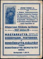 1927 Kutyakiállítás hirdetmény, nyomtatványként postán elküldve 17x24 cm