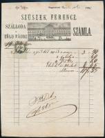 1865 Nagyvárad Zöldfa szálloda fejléces számla / etched hotel invoice