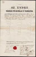1850 Szentendre város főbírája által kiadott és aláírt telki levél