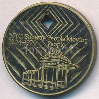 Amerikai Egyesült Államok 1979. "New York City Metro 75. Jubileuma" Cu zseton lyukasztva T...